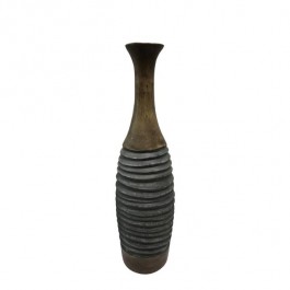 VASE-(26"H)Contemporary Two-Tone Finish & Ridged Accent