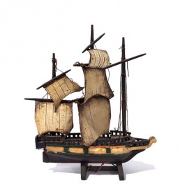 SHIP MODEL-Distressed Green Siding w/7 Sails