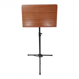 MUSIC STAND-Black Stand w/Wooden Bookplate