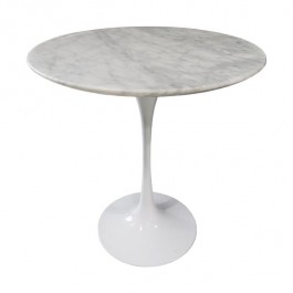 SIDE TABLE-White MCM Tulip W/Marble Top