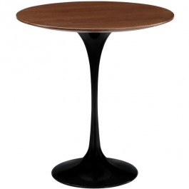 END TABLE-MCM Tulip W/Black Matte Base & Wood Grain Top