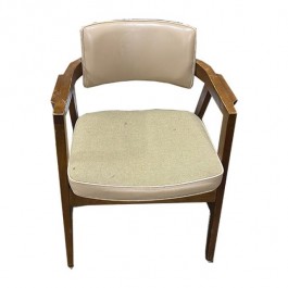OFFICE CHAIR-Beige Back Rest & Seat Cushion w/Wood Frame