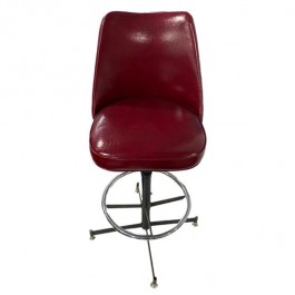 STOOL-Red Vinyl w/Squared Scalloped Back