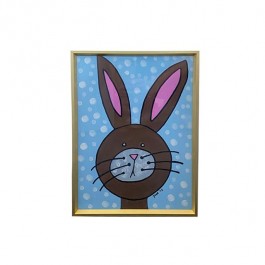 (8521PJ27)FRAMED ART-Polka Bunny Brown & Blue