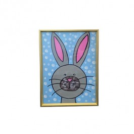 (8521PJ29)FRAMED ART-Polka Bunny Grey & Blue