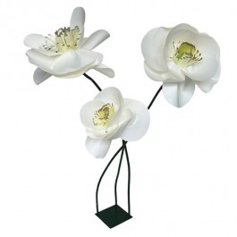 (90040039-72|WHT)Oversized White Flowers-Cluster of (3)