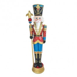 (52900358)NUTCRACKER-8'H Red Jackets w|Lights-White Hair w|Beard