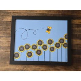Framed Poster-Sunflower Beeline |Blue |Black Frame