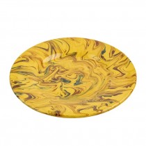 DINNER PLATE-Yellow,Brown,& Green Swirl