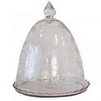 Etched glass cake stand/scallop