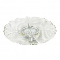 CAKE STAND-Rippled Clear Glass W/Silver Base