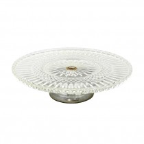 CAKE STAND-Pressed Glass Design W/Silver Base