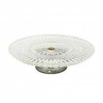 CAKE STAND-Pressed Glass Design W/Silver Base