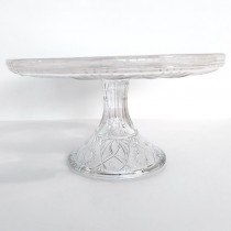 CAKE STAND-9DM-Floral Cut Glass