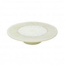 CAKE STAND-Milk Glass W/Gold Leaf Design