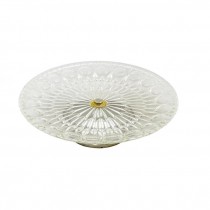 CAKE STAND-Pressed Glass W/Silver Dome