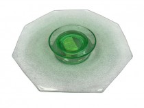 CAKE STAND-GRN-8SIDE-DEPR GLSS