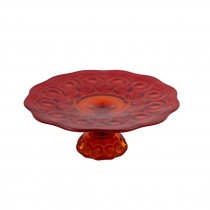 CAKE STAND-Vintage Red Cake Stand-Mosser Daisy Button Design