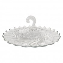 CAKE PLATE-Swirled Glass w/Center Handle