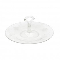 CANDY DISH-Clear Etched Glass W/Handle