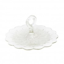 CANDY DISH-Clear Pressed Glass W/Handle