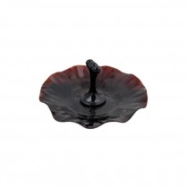 CANDY DISH-Ruby Colored Glass W/Ruffled Edge & Handle