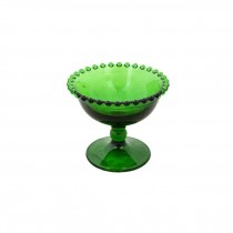 DESSERT CUP-Evergreen Glass with Green Pearls Along the Edge