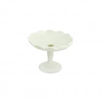 COMPOTE-Vintage Milk Glass W/Pedestal Base & Scalloped Edge
