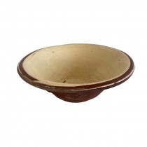 (23240244)SERVING BOWL-Yellow Glazed Interior w|Unglazed Brown Pottery Exterior