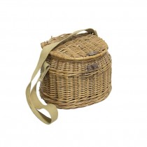 FISH BASKET-Vintage Natural Wicker W/Shoulder Strap & Metal Clasp