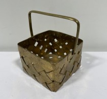 BASKET-Vintage MCM Square Woven Brass Basket