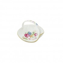 BASKET-Porcelain White W/Flowers & Gold Detailing