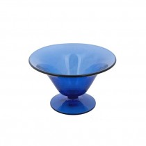 BOWL-Blue Glass W/Pedestal Base