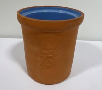 TERRACOTTA POT-W/Duck Crest & Blue Interior