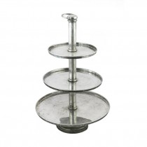 SERVING TRAY-Round Silver-3 TIERS