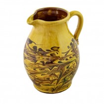 PITCHER-Yellow Glaze with Brown Swirls