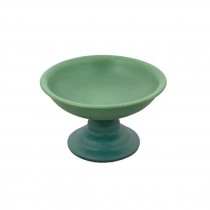 DESSERT BOWL-Green Bowl W/Blue Pedestal Base