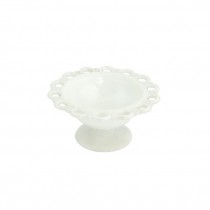 COMPOTE-Vintage Milk Glass W/Pedestal Base & Eyelet Edge