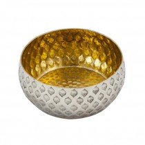 Bowl-silver tone embossed prin