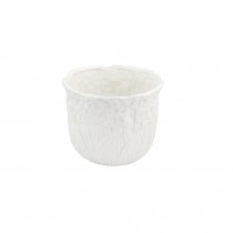 PLANTER-White W/ Embossed Daffodil