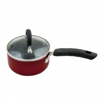 SAUCE PAN-1QT-RED-W/ GLASS LID