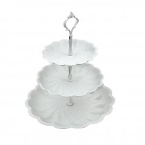 PASTRY SERVING DISH-(3)Tier White Metal
