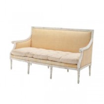 SOFA-LINEN-WHITE WOOD FRAME-W/