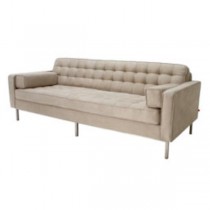 SOFA-TAUPE-TUFTED SUEDE-SLV FE