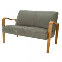 LOVESEAT-GRAY LEATHER-NAT ARMS