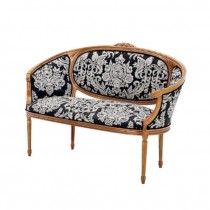 SETTEE-French-Gold Gilf Frame W/Black & White Floral