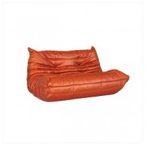 LOVESEAT-ORANGE SATIN-TUFTED B