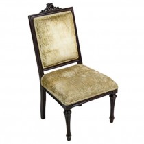 CHAIR-SIDE BEIGE VELVET W/BOWT