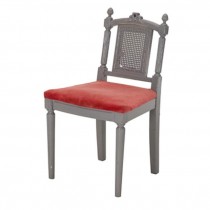 CHAIR-Vanity-French-Gray Frame & Red Velvet Seat