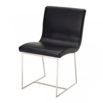 CHAIR-SIDE-BLK LEATHER-STEEL L